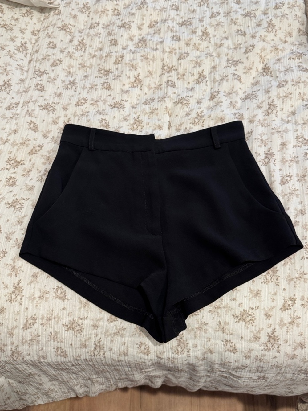 Amanda Uprichard Black Women's High-Waist Tailored Shorts